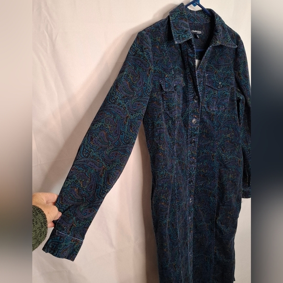 Chadwicks Paisley Corduroy button front Dress Size 10 - Picture 5 of 9